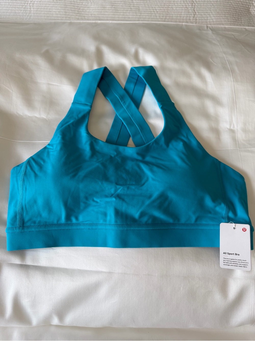 NWT Lululemon Athletica All Sport Bra in Aqua/Turq Blue. Sz 12. Gorgeous! New!